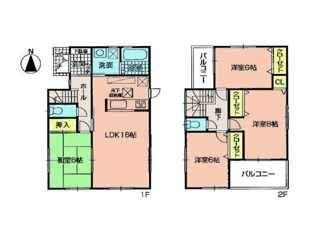 Floor plan. 20.8 million yen, 4LDK, Land area 154.92 sq m , Building area 98.41 sq m