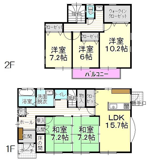 Floor plan. 21,800,000 yen, 5LDK + S (storeroom), Land area 259 sq m , Building area 147 sq m