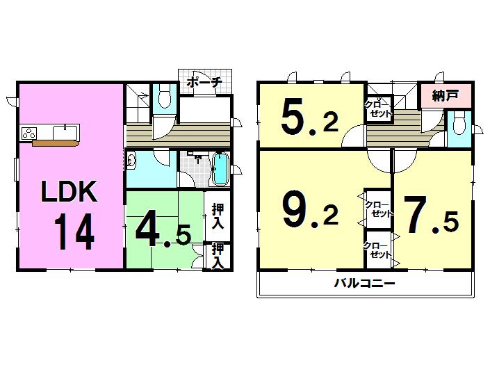 Floor plan. 18.5 million yen, 4LDK, Land area 165 sq m , Building area 95.58 sq m