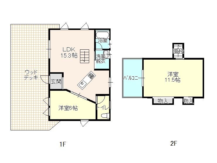 Floor plan. 14.8 million yen, 2LDK, Land area 154.56 sq m , Building area 80.73 sq m