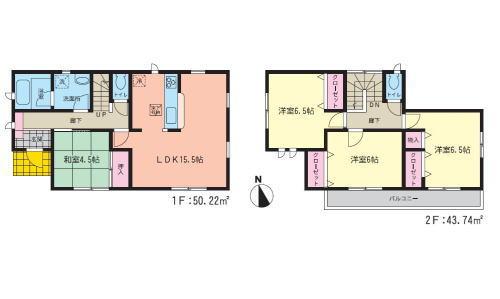 Floor plan. 19,800,000 yen, 4LDK, Land area 169.96 sq m , Building area 93.96 sq m