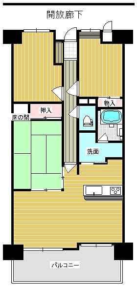 Floor plan. 3LDK, Price 13,750,000 yen, Occupied area 64.39 sq m , Balcony area 13.89 sq m