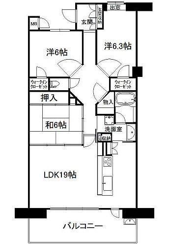 Floor plan. 3LDK, Price 17,900,000 yen, Footprint 89.3 sq m , Balcony area 14.1 sq m