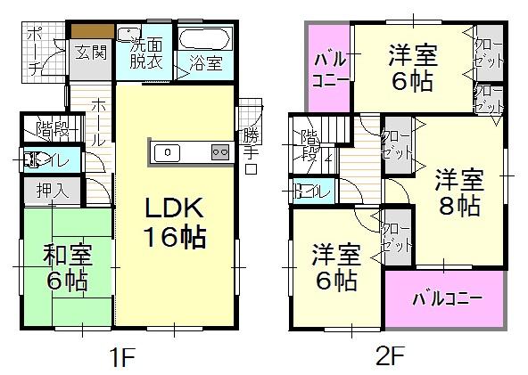 Floor plan. 20.8 million yen, 4LDK, Land area 154.92 sq m , Building area 98.41 sq m