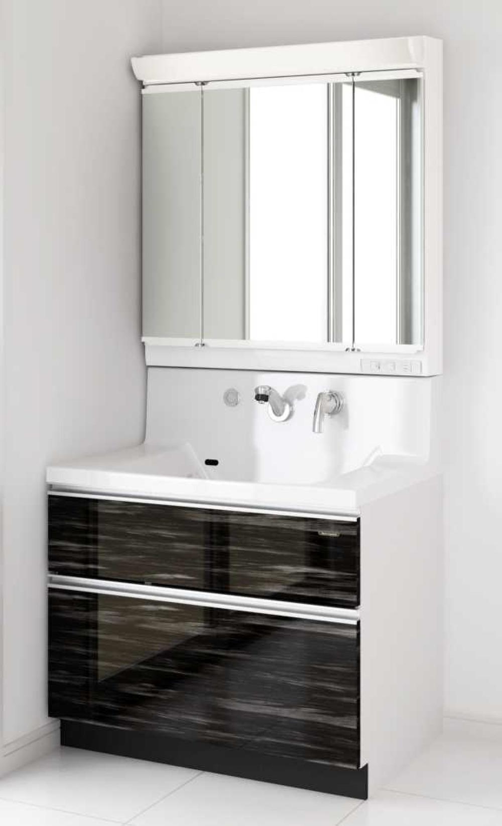 Wash basin, toilet.  ・ Counter of 90cm width that can be used comfortably  ・ Storage also combines three-sided mirror  ・ And convenient slide storage  ※ Same specifications