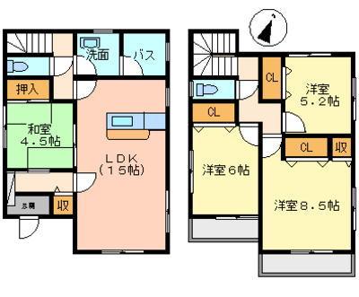 Floor plan. 19,800,000 yen, 4LDK, Land area 164.64 sq m , Building area 95.58 sq m