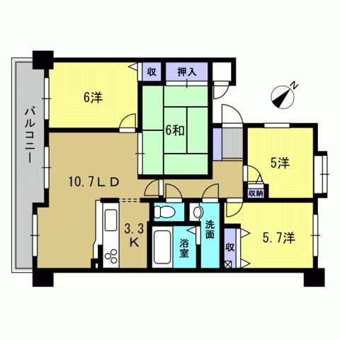Floor plan. 4LDK, Price 18.3 million yen, Occupied area 73.72 sq m , Balcony area 10.25 sq m 4LDK