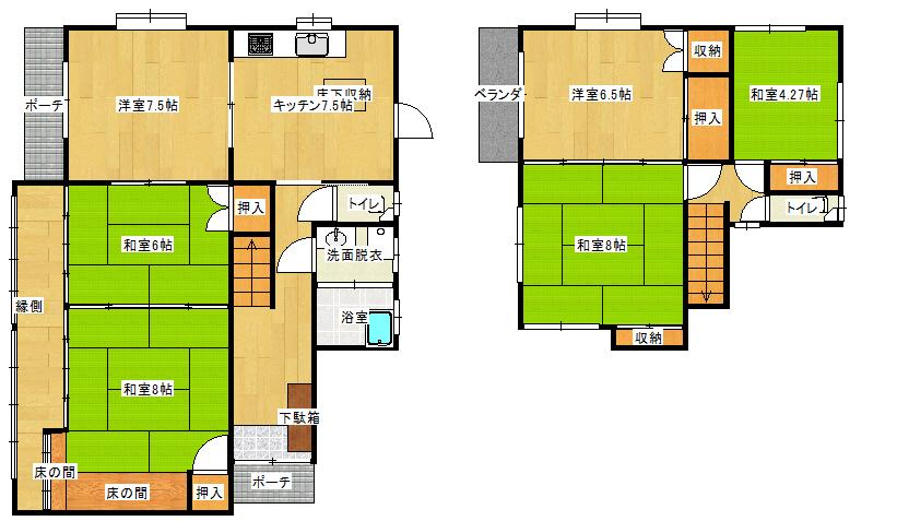 Floor plan. 8.5 million yen, 6DK, Land area 195.39 sq m , Building area 122.26 sq m