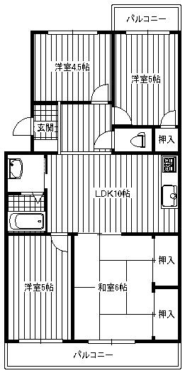 Floor plan. 4LDK, Price 7.4 million yen, Occupied area 63.96 sq m