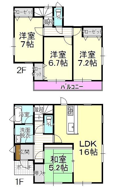 Floor plan. 13.8 million yen, 4LDK, Land area 181.59 sq m , Building area 96.38 sq m