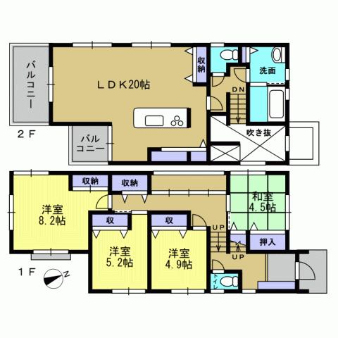 Floor plan. 26,800,000 yen, 4LDK, Land area 201.89 sq m , Building area 108.06 sq m 4LDK