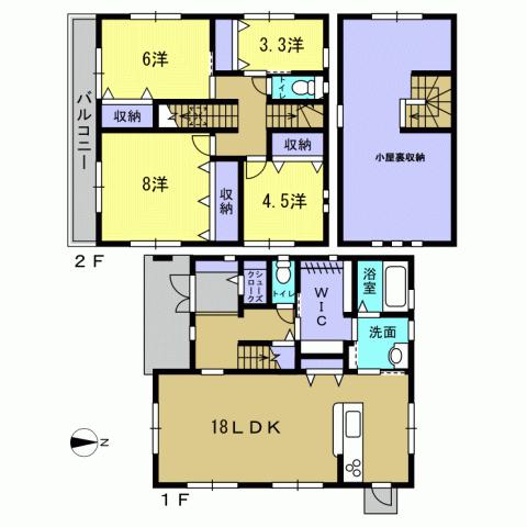 Floor plan. 25.6 million yen, 4LDK, Land area 176.18 sq m , Building area 108.13 sq m 4LDK