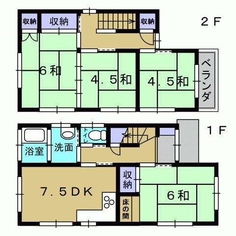 Floor plan. 5.9 million yen, 4DK, Land area 85.66 sq m , Building area 72.04 sq m 4DK