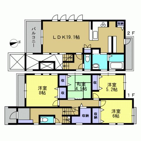 Floor plan. 27.6 million yen, 4LDK, Land area 216.61 sq m , Building area 108.24 sq m 4LDK
