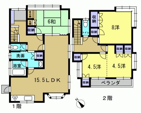 Floor plan. 16.3 million yen, 4LDK, Land area 141.47 sq m , Building area 104.24 sq m 4LDK