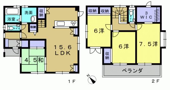 Floor plan. 34,880,000 yen, 4LDK, Land area 131.45 sq m , Building area 103.96 sq m 4LDK