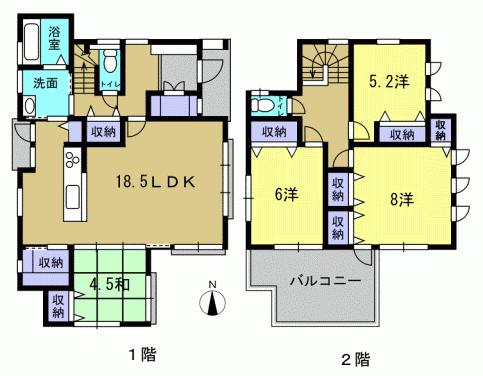Floor plan. 24.5 million yen, 4LDK, Land area 134.61 sq m , Building area 110.75 sq m 4LDK