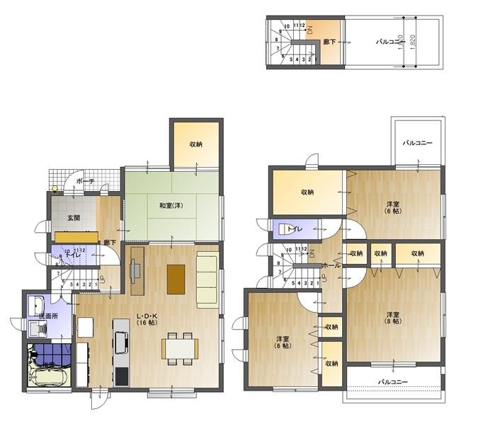 Floor plan. Price 34 million yen, 4LDK+S, Land area 125.31 sq m , Building area 113.44 sq m