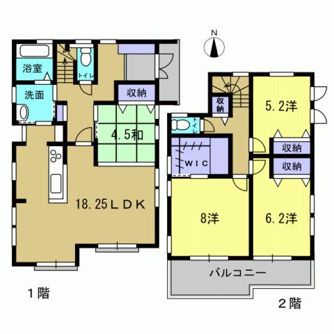 Floor plan. 24.5 million yen, 4LDK, Land area 135.02 sq m , Building area 109.3 sq m 4LDK