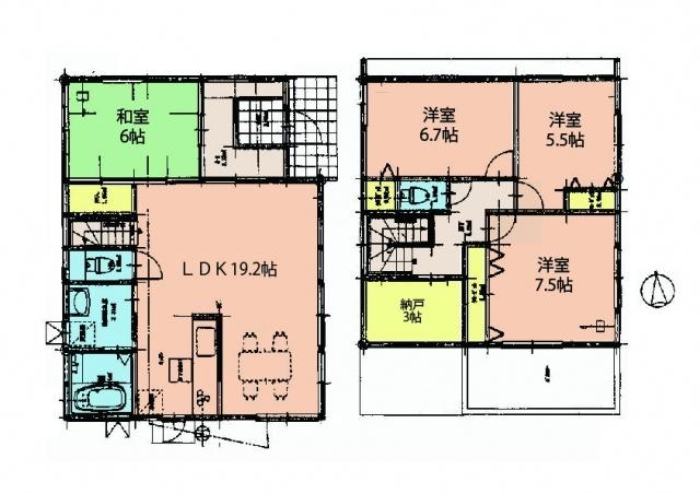 Floor plan. 27.3 million yen, 4LDK+S, Land area 165.66 sq m , Building area 109.3 sq m
