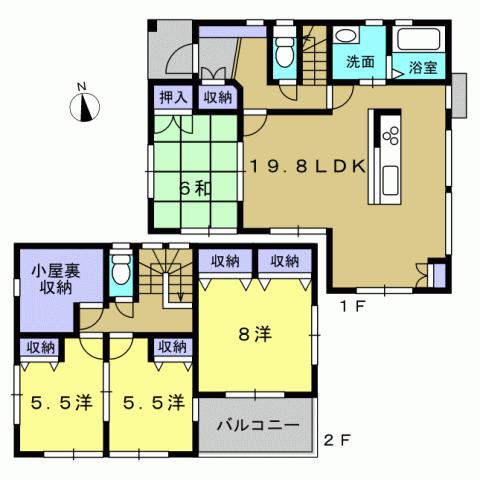 Floor plan. 27.5 million yen, 4LDK, Land area 123.99 sq m , Building area 106.81 sq m 4LDK