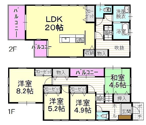 Floor plan. 26,800,000 yen, 4LDK + S (storeroom), Land area 201.89 sq m , Building area 108.06 sq m