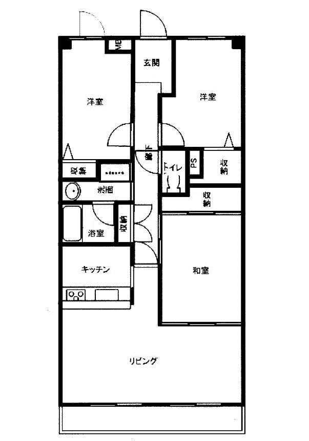 Floor plan. 3LDK, Price 13.5 million yen, Occupied area 71.44 sq m