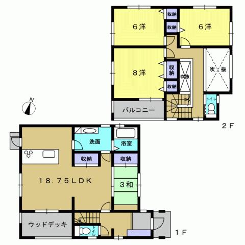 Floor plan. 24,800,000 yen, 4LDK, Land area 200.78 sq m , Building area 107.23 sq m 4LDK