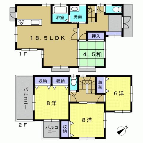 Floor plan. 29,800,000 yen, 4LDK, Land area 181.23 sq m , Building area 121.72 sq m 4LDK