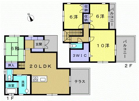 Floor plan. 32,500,000 yen, 4LDK, Land area 136.69 sq m , Building area 116.2 sq m 4LDK