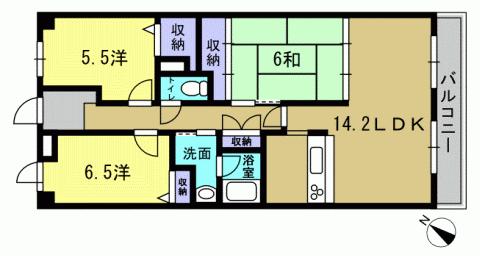 Floor plan. 3LDK, Price 13.5 million yen, Occupied area 71.44 sq m 3LDK