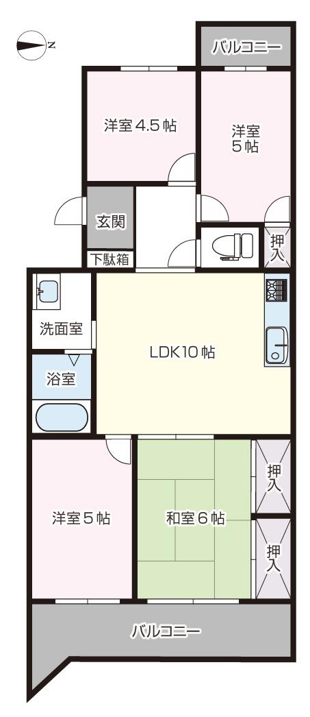 Floor plan. 4LDK, Price 7.4 million yen, Occupied area 63.96 sq m