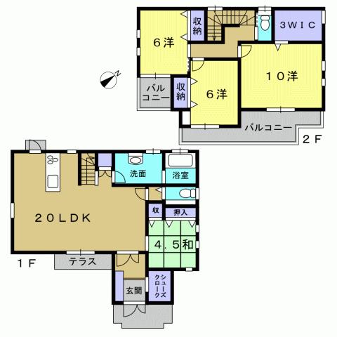 Floor plan. 32,500,000 yen, 4LDK, Land area 137.82 sq m , Building area 118.83 sq m 4LDK