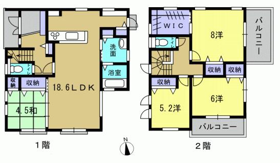 Floor plan. 24.5 million yen, 4LDK, Land area 134.49 sq m , Building area 108.47 sq m 4LDK