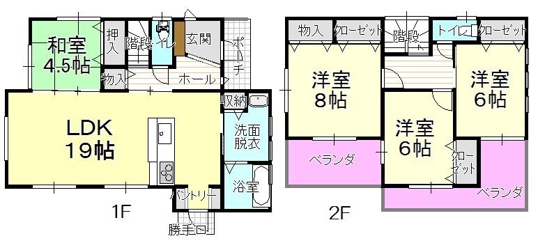 Floor plan. 19,800,000 yen, 4LDK, Land area 175.28 sq m , Building area 107.64 sq m