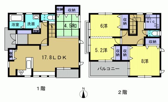 Floor plan. 24.5 million yen, 4LDK, Land area 133.19 sq m , Building area 108.89 sq m 4LDK