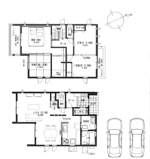 Floor plan. 25,800,000 yen, 4LDK, Land area 175.6 sq m , Building area 107.65 sq m