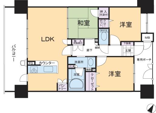 Floor plan. 3LDK, Price 21,800,000 yen, Footprint 67.1 sq m , Balcony area 14.3 sq m