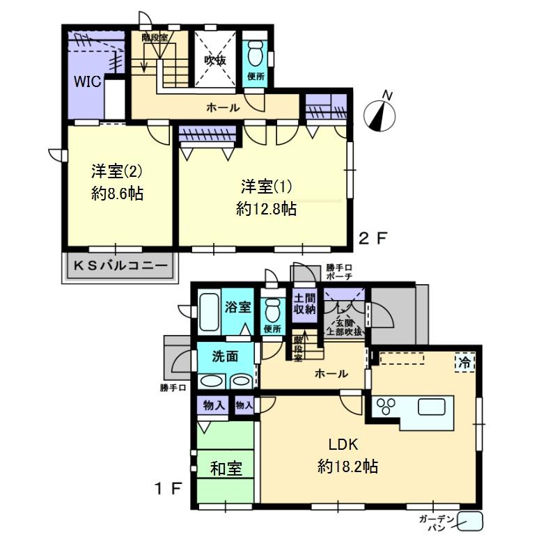 Floor plan. 24,300,000 yen, 3LDK + S (storeroom), Land area 225.23 sq m , Usage is various by building area 56.96 sq m family structure!