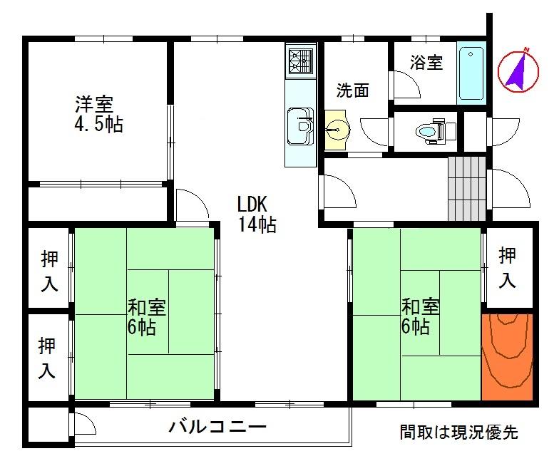 Floor plan. 3LDK, Price 7.8 million yen, Occupied area 70.35 sq m , Balcony area 6.27 sq m floor plan