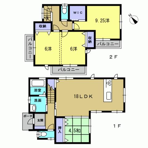 Floor plan. 20.8 million yen, 4LDK, Land area 134.29 sq m , Building area 104.33 sq m 4LDK