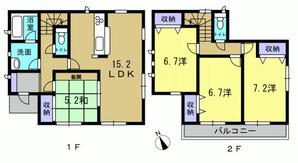 Floor plan. 22,800,000 yen, 4LDK, Land area 150 sq m , Building area 96.38 sq m 4LDK