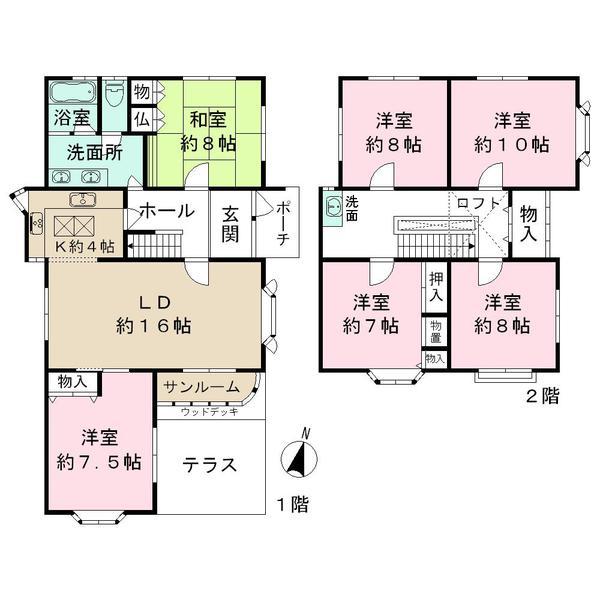 Floor plan. 8.8 million yen, 6LDK, Land area 224.52 sq m , Building area 160.17 sq m