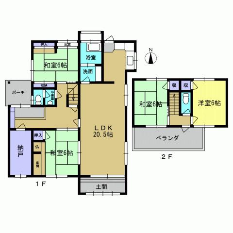 Floor plan. 15.8 million yen, 4LDK + S (storeroom), Land area 297.94 sq m , Building area 115.51 sq m 4LDK + S