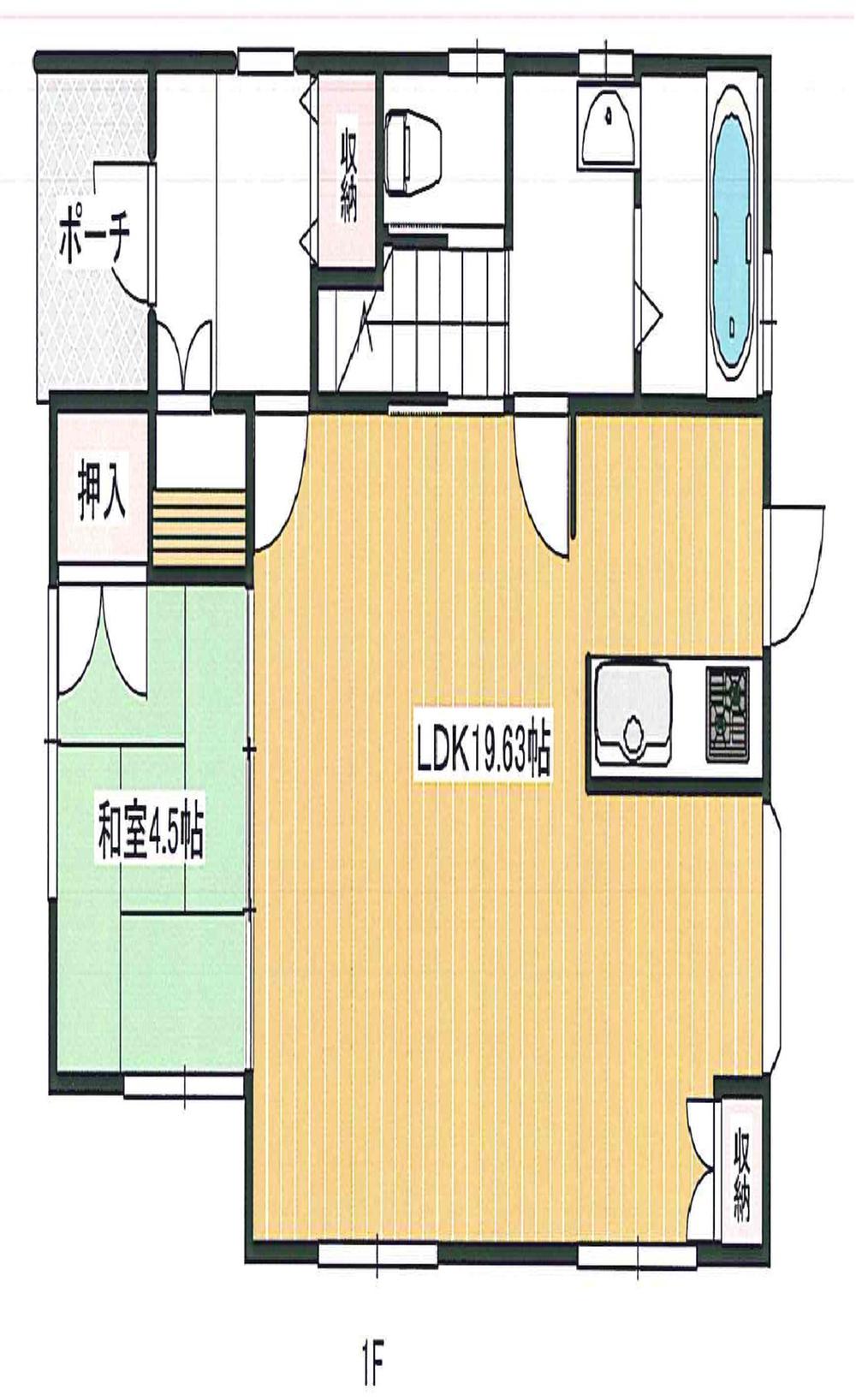 Floor plan. 24,900,000 yen, 4LDK + S (storeroom), Land area 175 sq m , Building area 106.81 sq m 1F (19.8LDK ・ 4.5 sum)