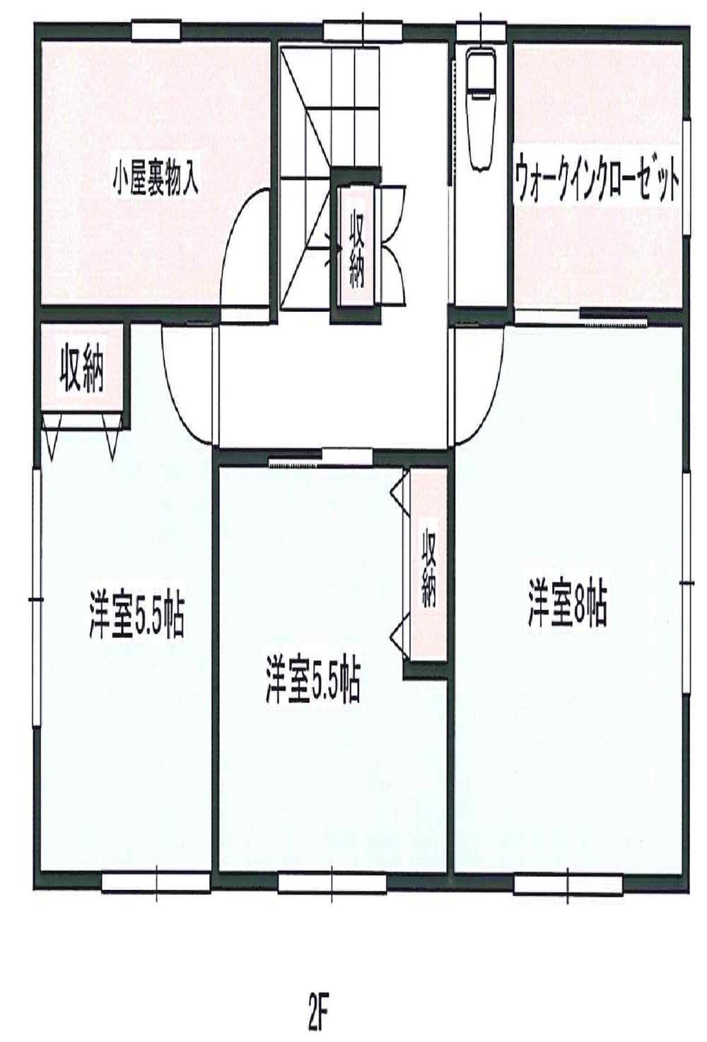 Floor plan. 24,900,000 yen, 4LDK + S (storeroom), Land area 175 sq m , Building area 106.81 sq m 2F (8 Hiroshi ・ 5.5 Hiroshi ・ 5.5 Hiroshi ・ 4.5 attic storage)