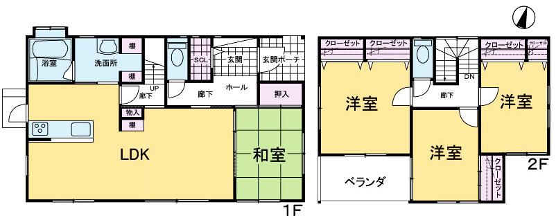 Floor plan. 25,880,000 yen, 4LDK, Land area 181.85 sq m , Building area 114.26 sq m