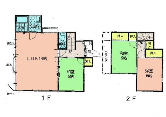 Floor plan. 14.7 million yen, 3LDK, Land area 126 sq m , Building area 80 sq m