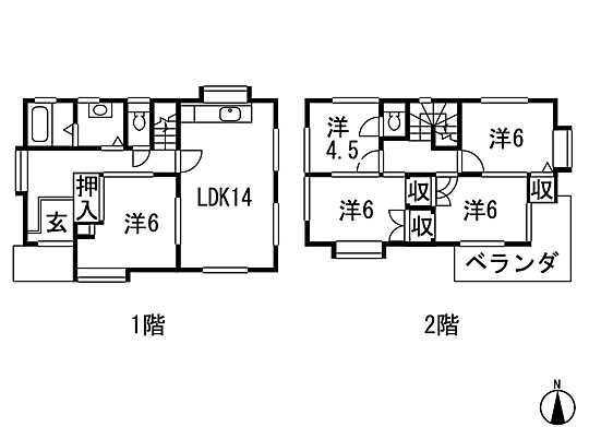 Floor plan. 16,900,000 yen, 5LDK, Land area 136.64 sq m , Building area 104.33 sq m 5LDK