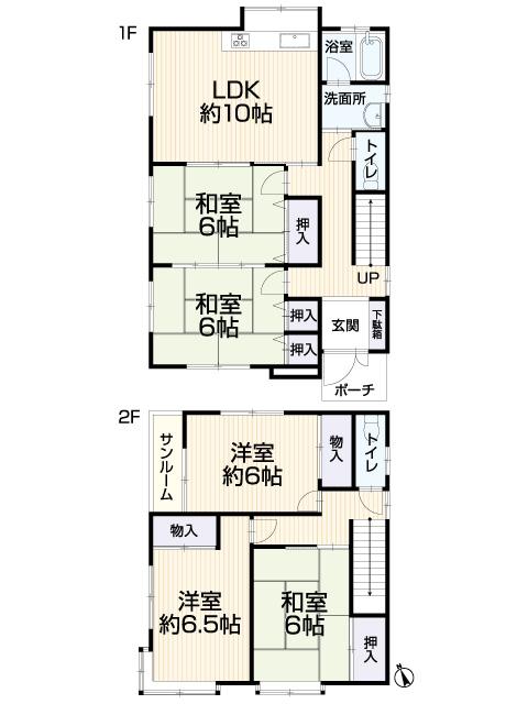 Floor plan. 9.8 million yen, 5LDK, Land area 197.38 sq m , Building area 101.25 sq m